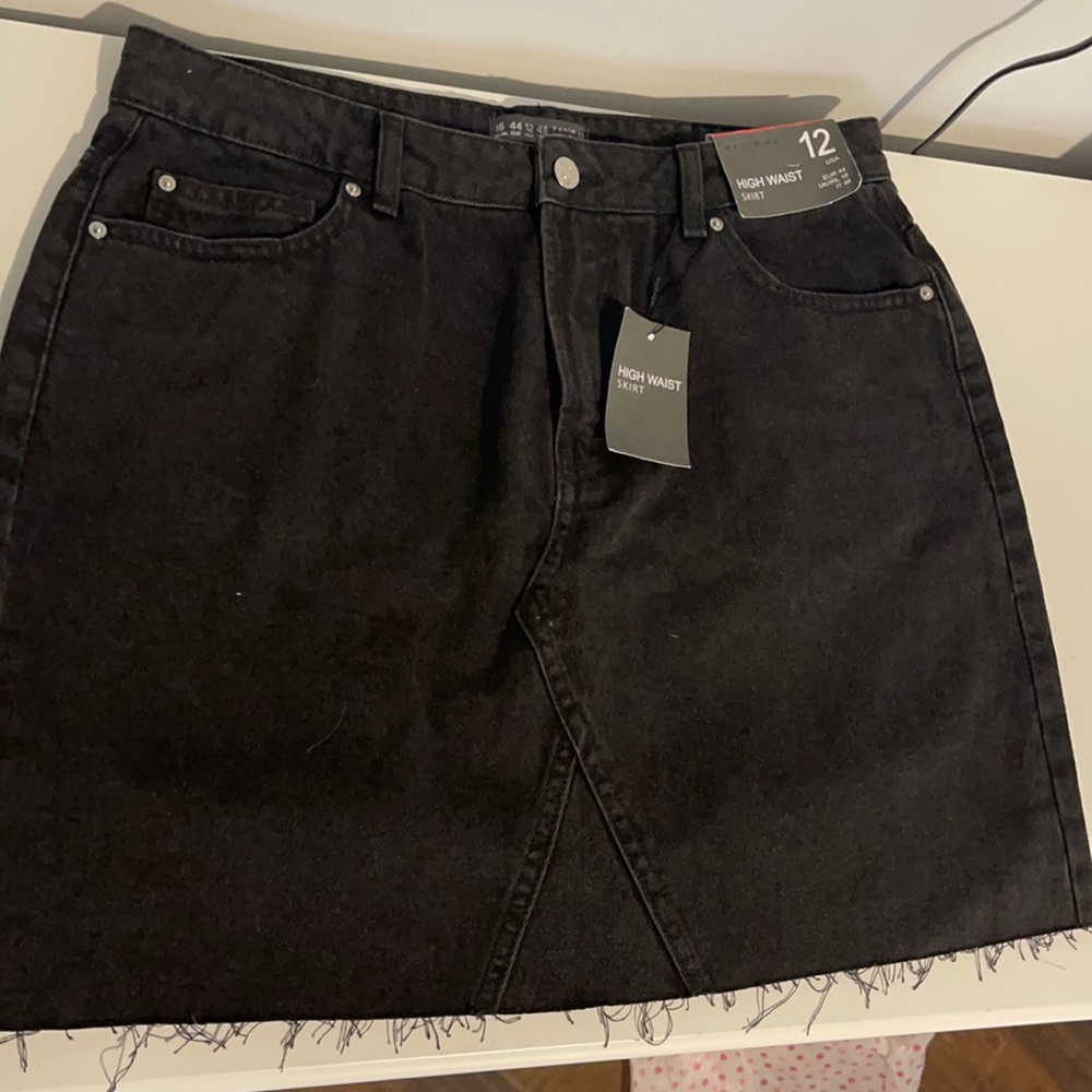Black denim skirt